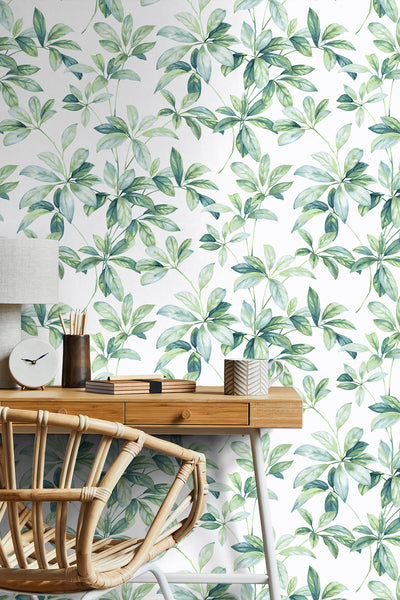 product image for Leaf Trail Peel-and-Stick Wallpaper in Seaglass 20