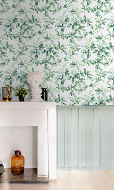 product image for Leaf Trail Peel-and-Stick Wallpaper in Seaglass 90