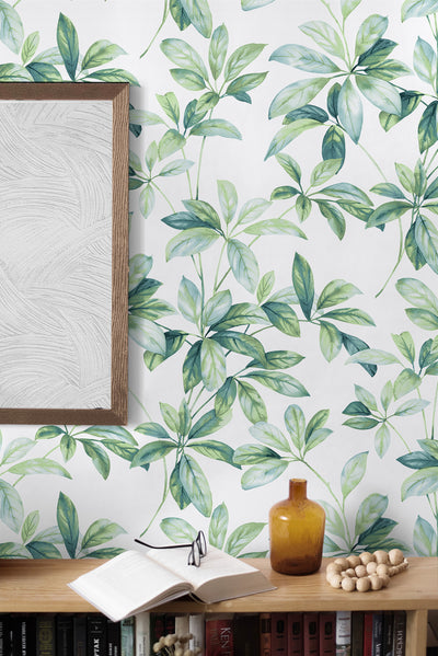 product image for Leaf Trail Peel-and-Stick Wallpaper in Seaglass 15