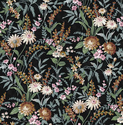 product image of Vintage Floral Peel-and-Stick Wallpaper in Onyx 531