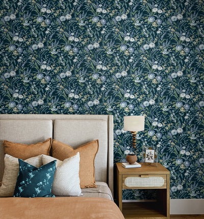 product image for Vintage Floral Peel-and-Stick Wallpaper in Teal 50