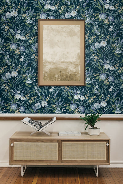 product image for Vintage Floral Peel-and-Stick Wallpaper in Teal 80