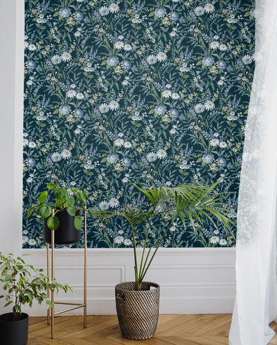 product image for Vintage Floral Peel-and-Stick Wallpaper in Teal 83