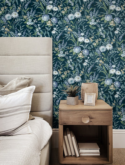 product image for Vintage Floral Peel-and-Stick Wallpaper in Teal 29