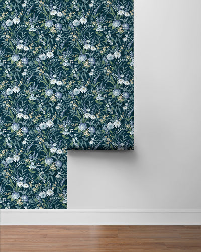 product image for Vintage Floral Peel-and-Stick Wallpaper in Teal 43