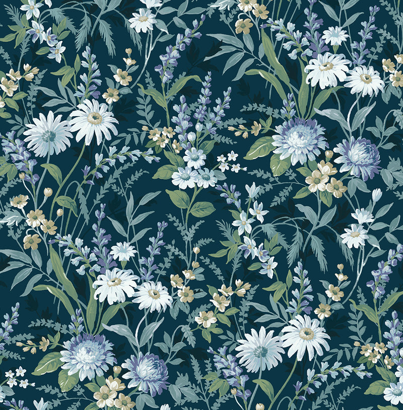 media image for Vintage Floral Peel-and-Stick Wallpaper in Teal 269