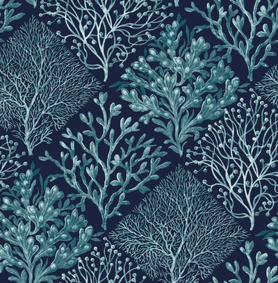 product image for Seaweed Peel-and-Stick Wallpaper in Teal & Navy Blue 12