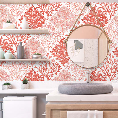 product image for Seaweed Peel-and-Stick Wallpaper in Vermillion 0