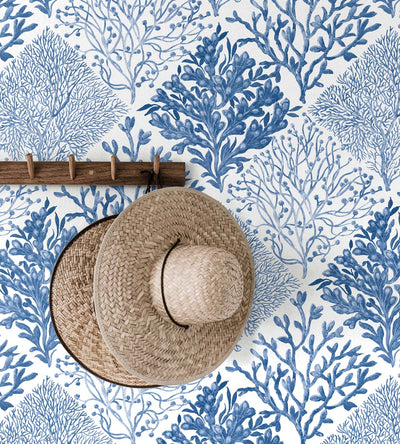 product image for Seaweed Peel-and-Stick Wallpaper in Coastal Blue 58