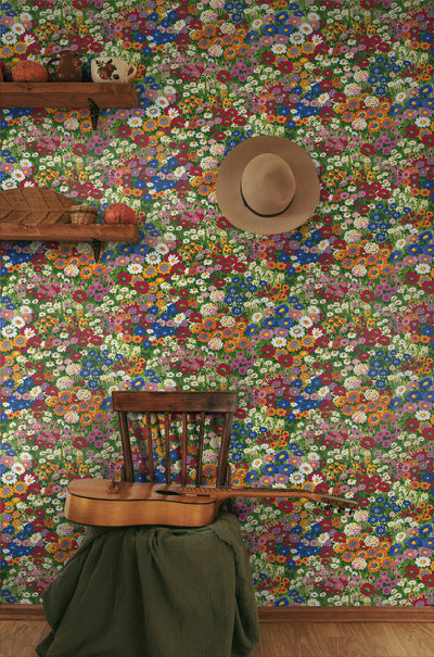 product image for Floral Meadow Peel-and-Stick Wallpaper in Multicolored 90