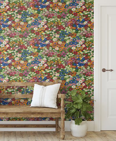 product image for Floral Meadow Peel-and-Stick Wallpaper in Multicolored 49