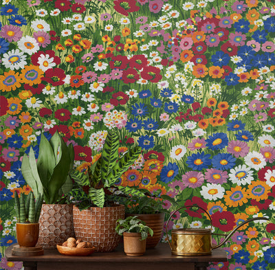 product image for Floral Meadow Peel-and-Stick Wallpaper in Multicolored 61