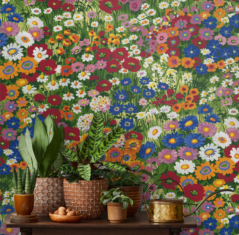 media image for Floral Meadow Peel-and-Stick Wallpaper in Multicolored 217