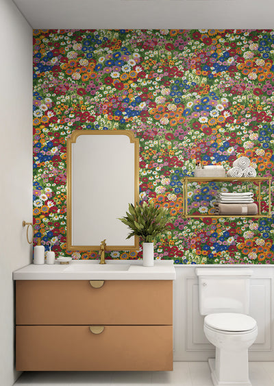 product image for Floral Meadow Peel-and-Stick Wallpaper in Multicolored 41