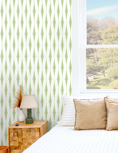 product image for Striped Ikat Peel-and-Stick Wallpaper in Macaw Green 35