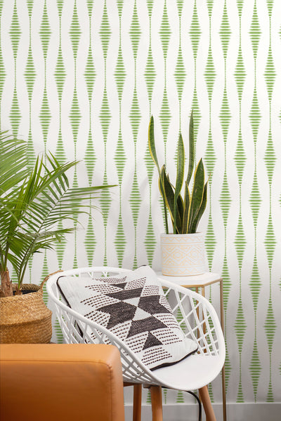 product image for Striped Ikat Peel-and-Stick Wallpaper in Macaw Green 35