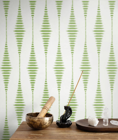 product image for Striped Ikat Peel-and-Stick Wallpaper in Macaw Green 32