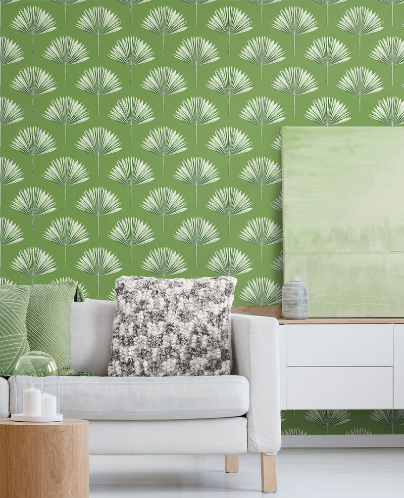 media image for Tropical Fan Palm Peel-and-Stick Wallpaper in Green Sprout 298