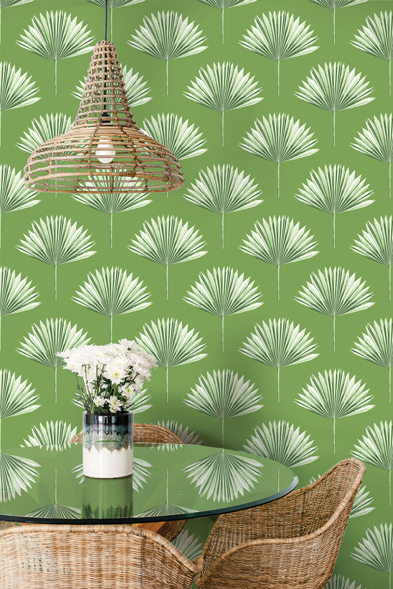 media image for Tropical Fan Palm Peel-and-Stick Wallpaper in Green Sprout 237