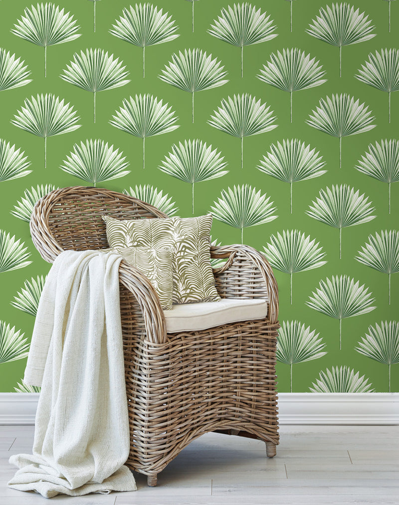 media image for Tropical Fan Palm Peel-and-Stick Wallpaper in Green Sprout 237