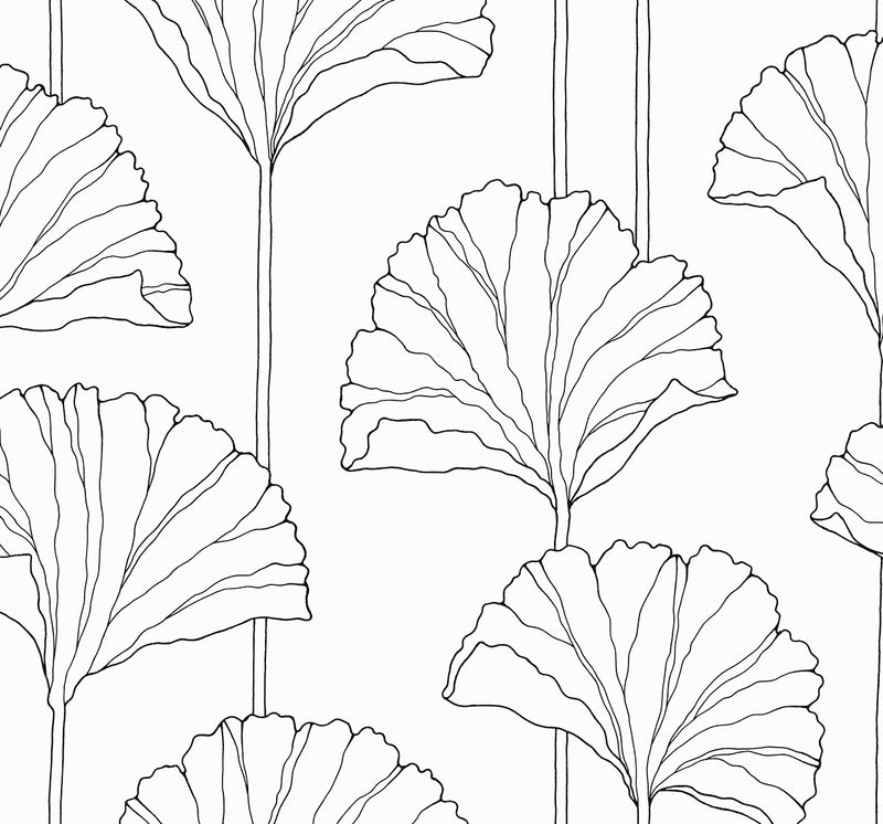 media image for Gingko Leaf Peel-and-Stick Wallpaper in Ebony 230