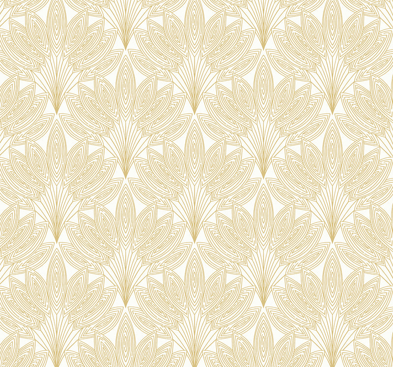 media image for Peacock Leaves Peel-and-Stick Wallpaper in Metallic Gold 287