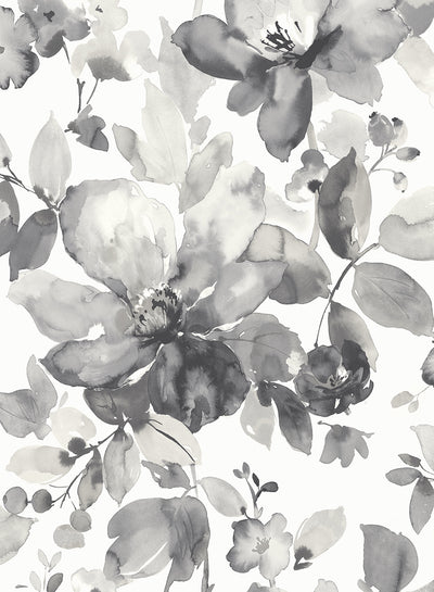 product image of Watercolor Flower Peel-and-Stick Wallpaper in Inkwell 524