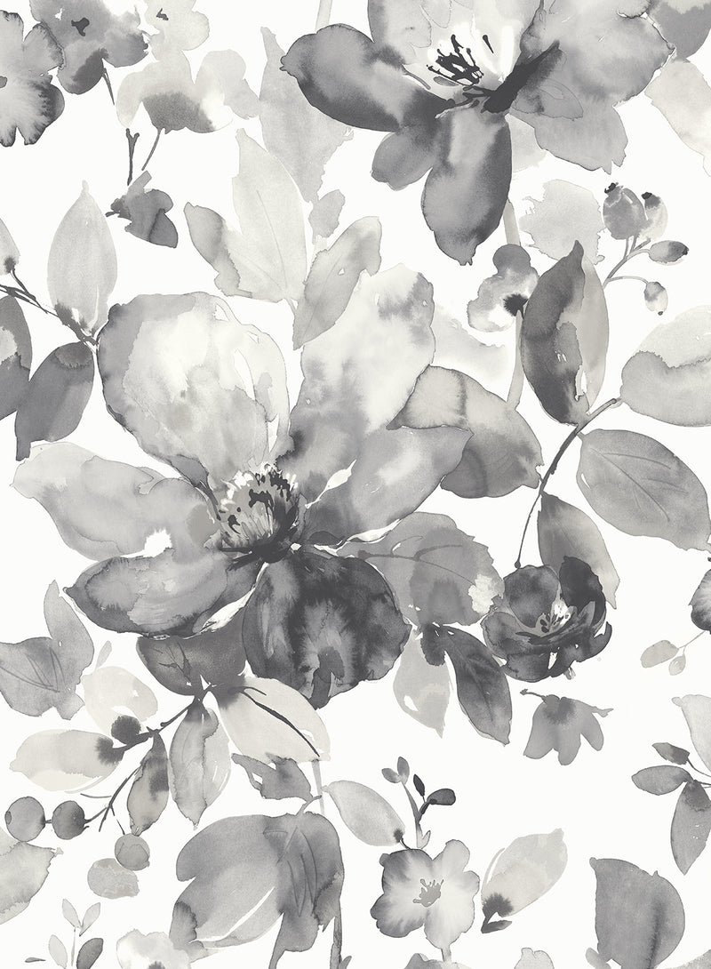 media image for Watercolor Flower Peel-and-Stick Wallpaper in Inkwell 262