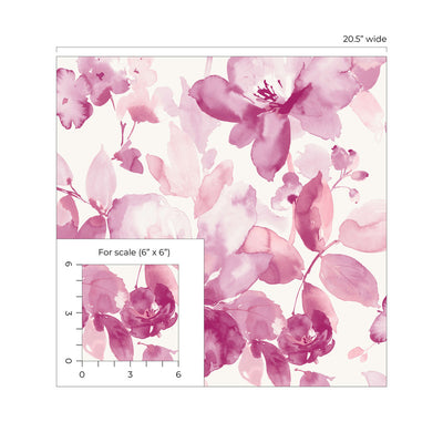 product image for Watercolor Flower Peel & Stick Wallpaper in Pink 11