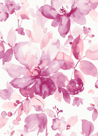 product image for Watercolor Flower Peel & Stick Wallpaper in Pink 73