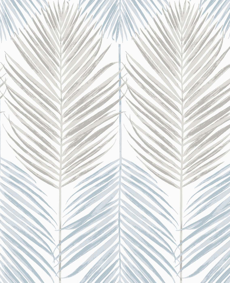 media image for Two Toned Palm Peel-and-Stick Wallpaper in Blue Mist & Daydream Grey 259