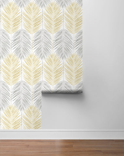 product image for Two Toned Palm Peel-and-Stick Wallpaper in Wheat & Daydream Grey 47