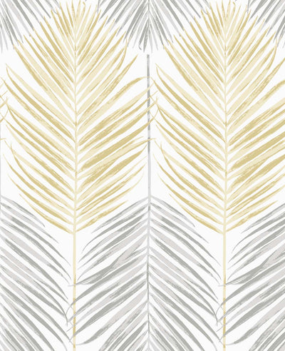 product image of Two Toned Palm Peel-and-Stick Wallpaper in Wheat & Daydream Grey 543