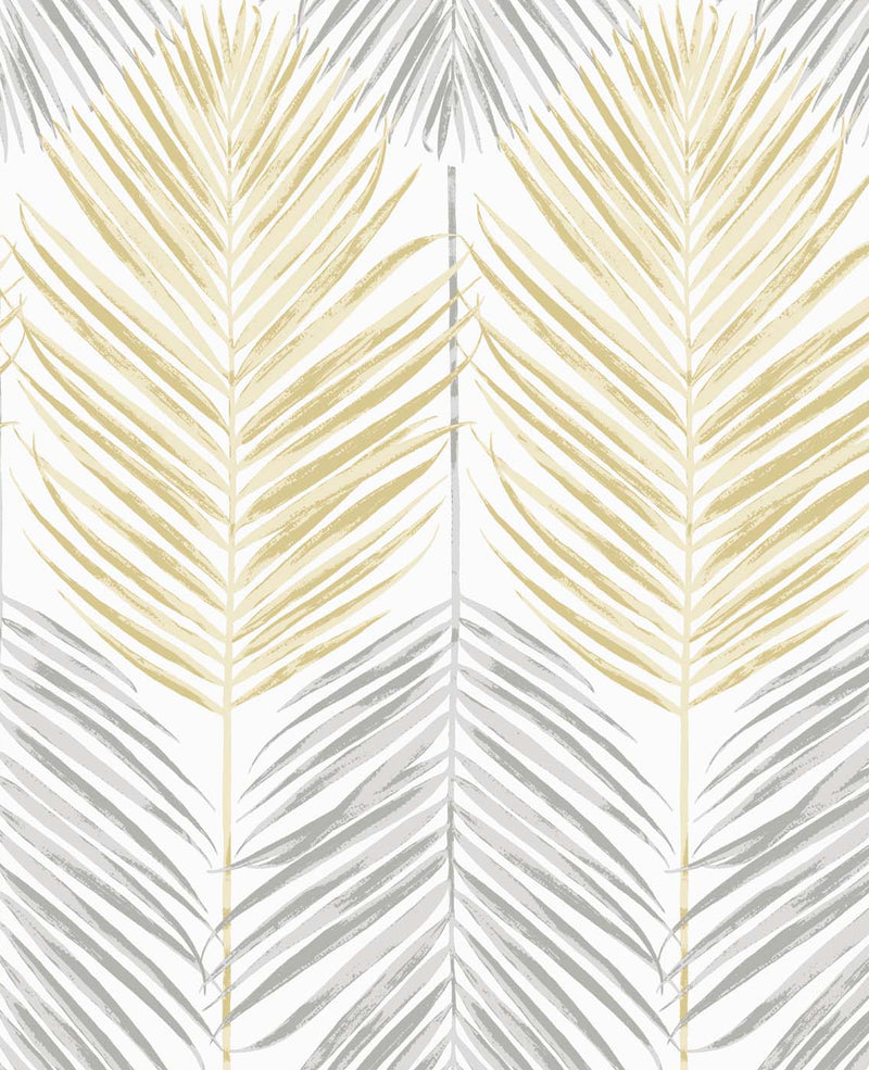 media image for Two Toned Palm Peel-and-Stick Wallpaper in Wheat & Daydream Grey 280