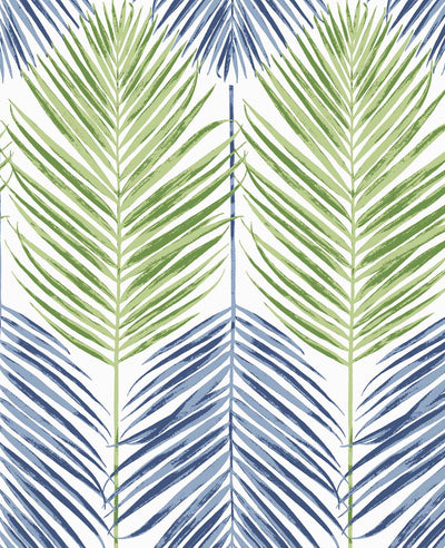 product image of Two Toned Palm Peel-and-Stick Wallpaper in Coastal Blue & Fern Green 553