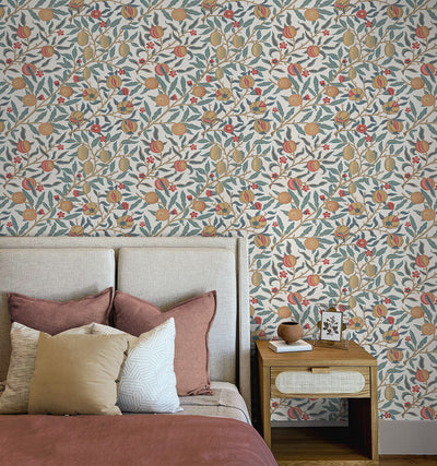 product image for Pomegranate Peel-and-Stick Wallpaper in Moonstone Blue & Light Ochre 22