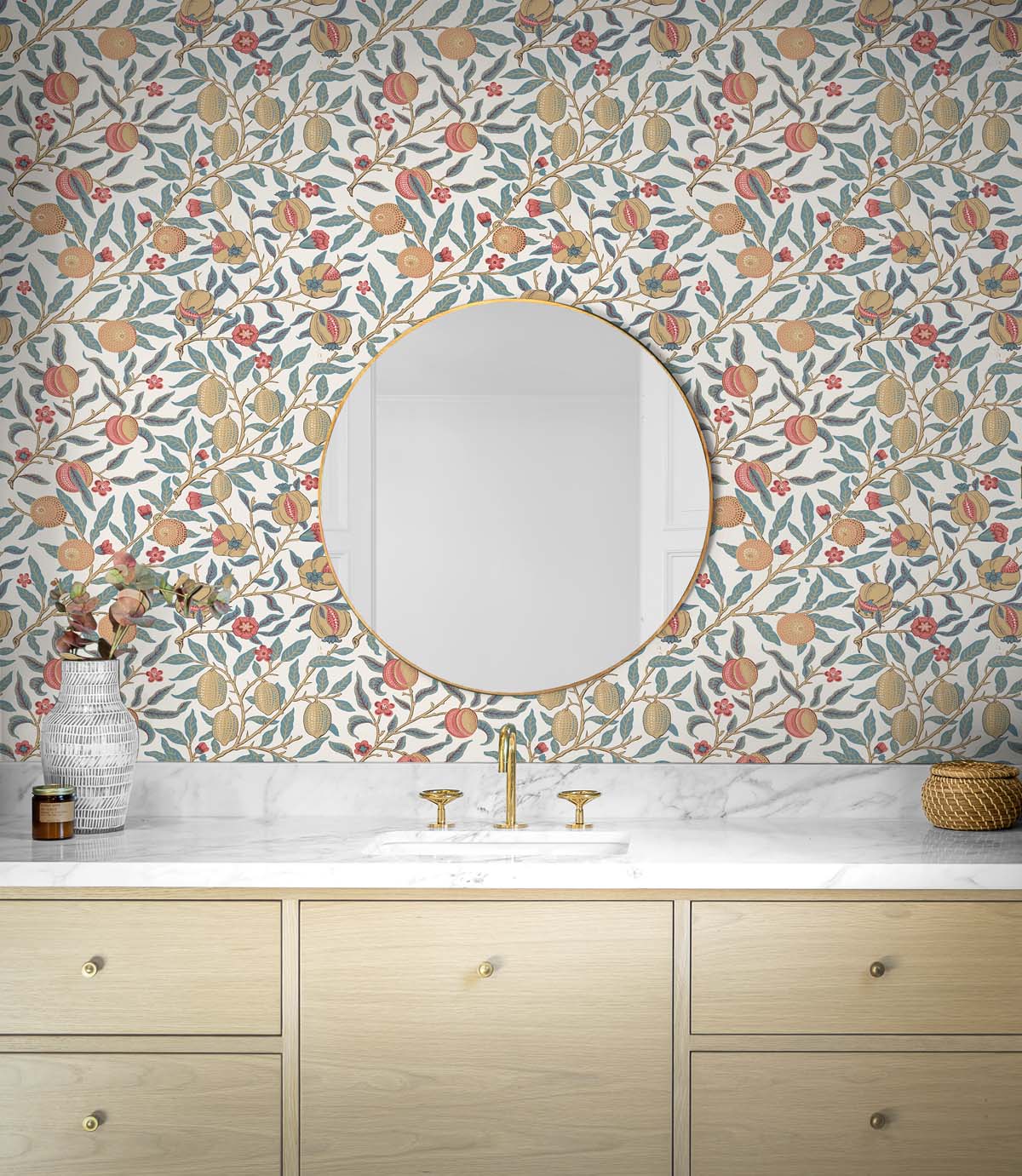 Shop Pomegranate Peel-and-Stick Wallpaper in Moonstone Blue & Light ...