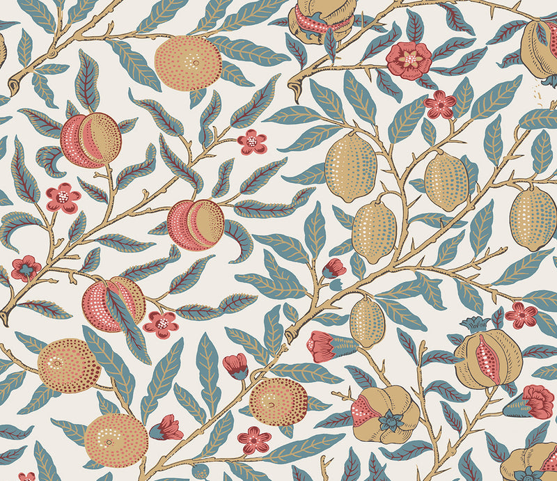 media image for Pomegranate Peel-and-Stick Wallpaper in Moonstone Blue & Light Ochre 262