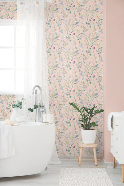 product image for Meadow Flowers Peel & Stick Wallpaper in Lightly Pink 31