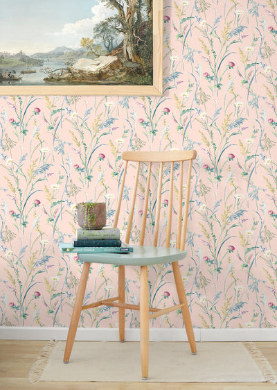 product image for Meadow Flowers Peel & Stick Wallpaper in Lightly Pink 40