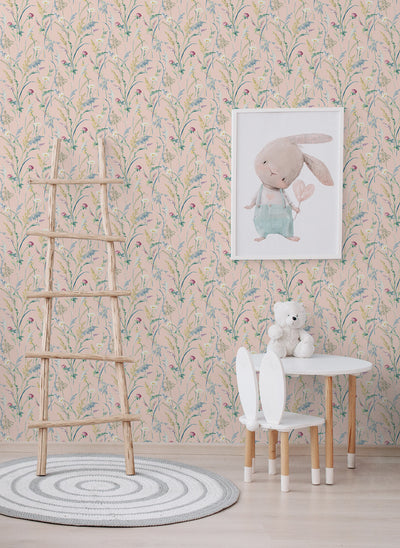 product image for Meadow Flowers Peel & Stick Wallpaper in Lightly Pink 4