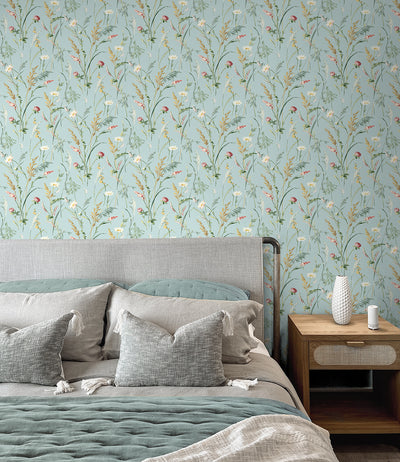 product image for Meadow Flowers Peel & Stick Wallpaper in Seabreeze 69