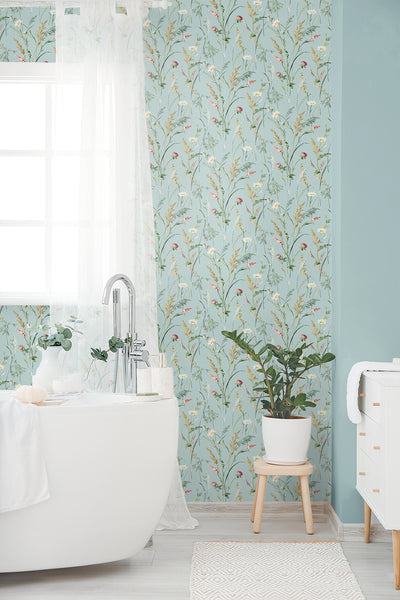 product image for Meadow Flowers Peel & Stick Wallpaper in Seabreeze 42