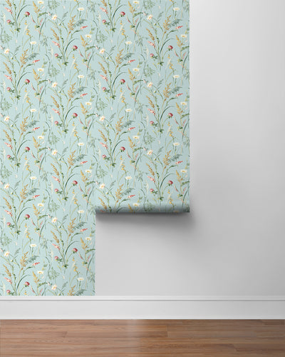 product image for Meadow Flowers Peel & Stick Wallpaper in Seabreeze 29