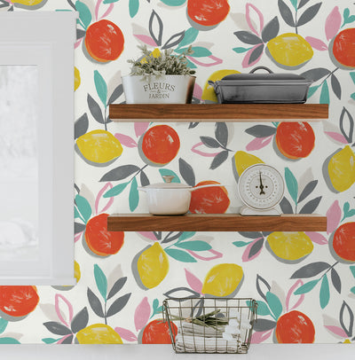 product image for Fruit Toss Peel & Stick Wallpaper in Tropic Sunset 92