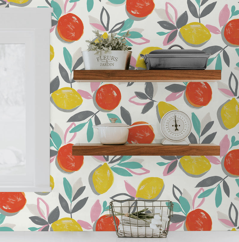 media image for Fruit Toss Peel & Stick Wallpaper in Tropic Sunset 20