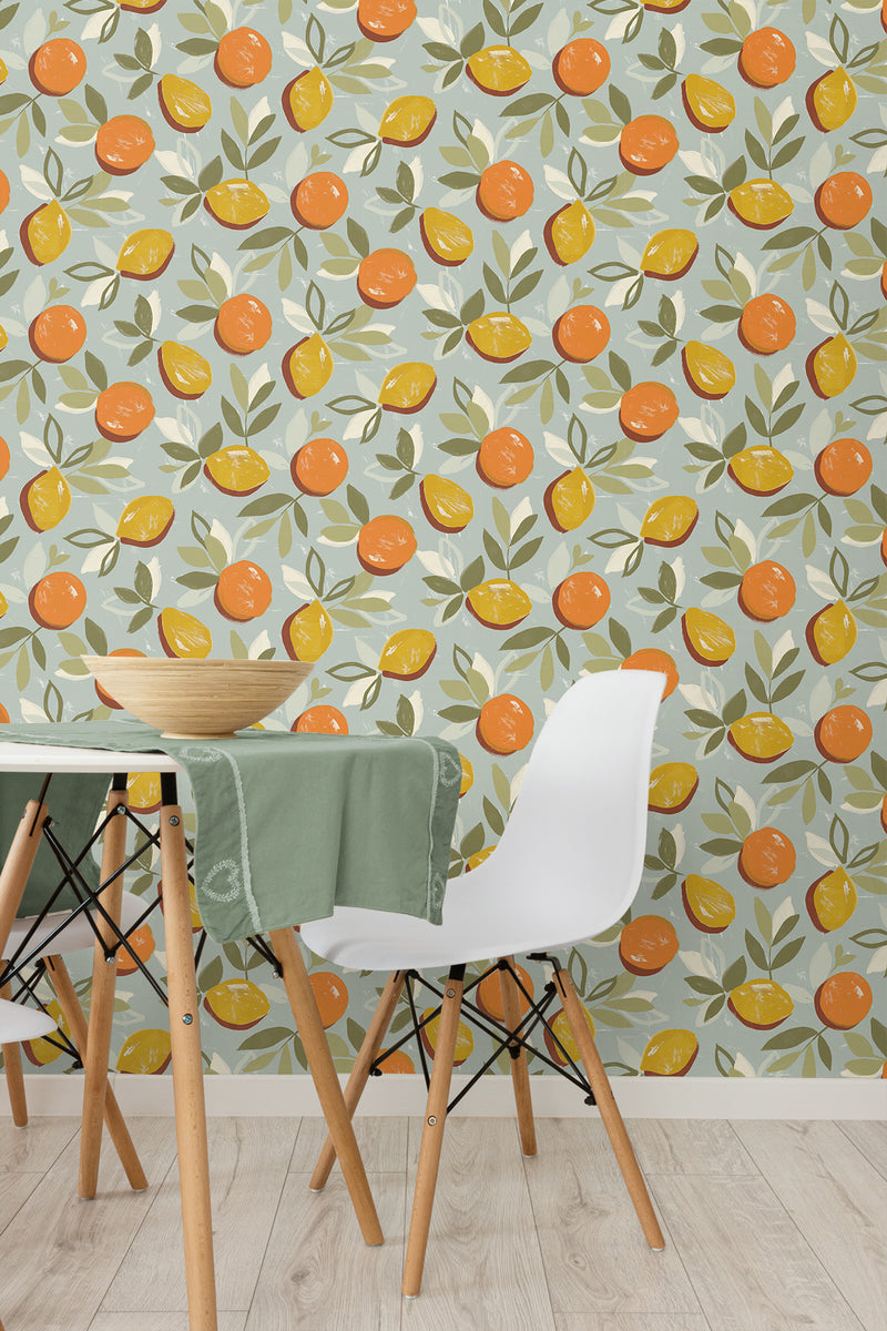 media image for Fruit Toss Peel & Stick Wallpaper in Daydream Grey 243