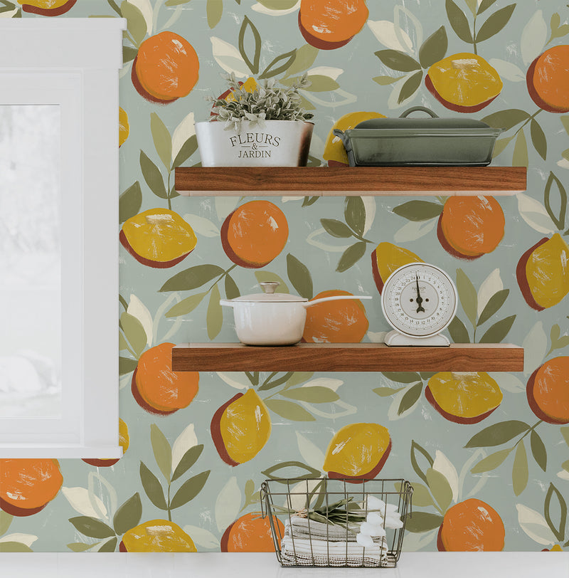 media image for Fruit Toss Peel & Stick Wallpaper in Daydream Grey 275