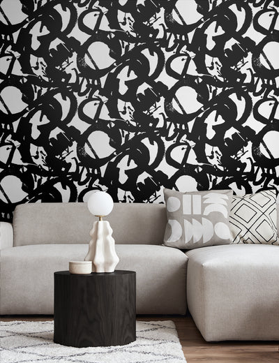 product image for Inkblot Peel-and-Stick Wallpaper in Onyx 97