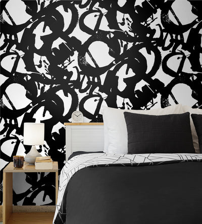 product image for Inkblot Peel-and-Stick Wallpaper in Onyx 68